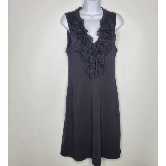 Velvet By Graham & Spencer Womens Black Ruffle V Neck Sleeveless Dress Size L - Picture 1 of 9